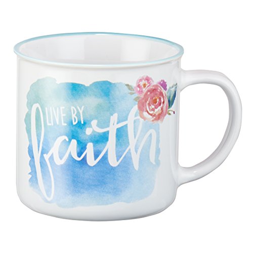 Mug - live by faith watercolor collection, white