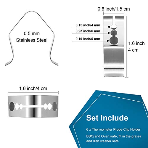 6 Pieces Universal A Style Meat Thermometer Probe Clip Holder Grill