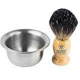 Bigfoot Shaves | Pure Badger Shaving Brush & Bowl | Excellent Gift Idea | Essential Men’s Grooming Product | Pair with Double-Edge Razor, Straight Razor, Multi-Blade Razor | Shaving Accessory