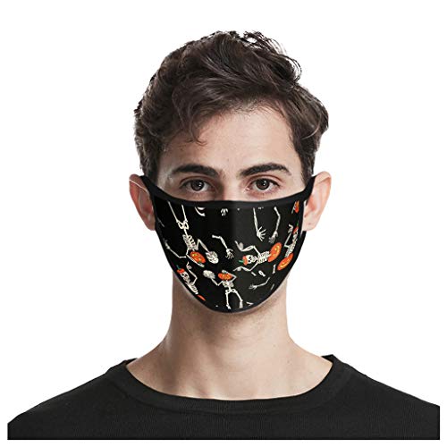 ThsiJJ 1/4/5 PC Face Covering Halloween Print Unisex Reusable Mouth Bandanas Neck Gaiter Windproof for Teen Men Women