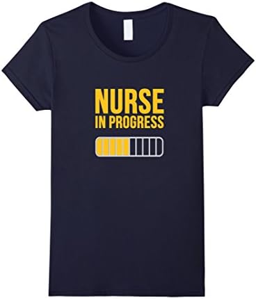 Women's Nurse In Progress Loading Bar Funny T-Shirt Large Navy