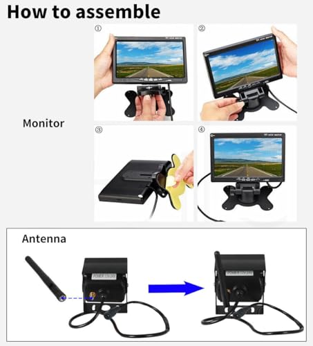 Wireless Digital Backup Camera System, 7 Inch AHD Split Screen with IP69 Waterproof Backup Camera, Infrared Night Vision, Dual Backup Camera for Truck/Trailer/Motorhome/Van