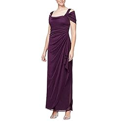 Alex Evenings Women's Long Cold Shoulder Dress