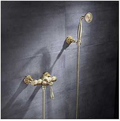 Brushed Gold Bath Taps With Shower Attachment Solid Brass Tub