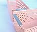 Honla Slim Plastic Storage Baskets Bins Organizer with Gray Handles,Set of 3,Pink