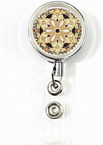 RainbowSky Hindu God Om Symbol Hexagram Business ID Card Name Tag Custom Retractable Badge Holder Reel with Belt Clip, Silvery, S1405