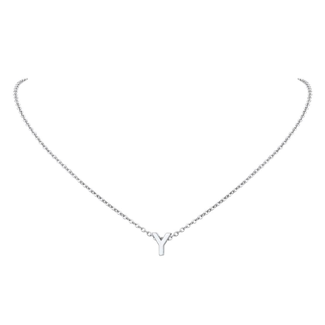FindChic Y Necklace Small Initial Necklace for Women Letter Pendant Necklace Silver