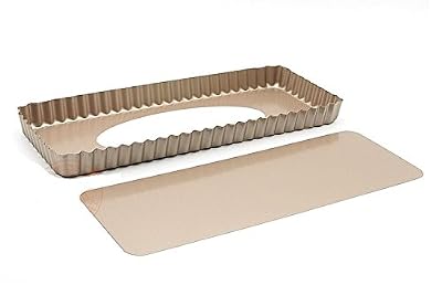Astra Shop Preferred Non-stick Rectangular Quiche Pan Pie Pan with Removeable Bottom, 14" X 6"