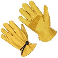 Work Gloves Leather with Adjustable Wrist Closure, Gardening Glove for Yard Work, Gardening, Farm, Warehouse, Construction, Motorcycle, Keystone Thumb and Palm Patch, Large