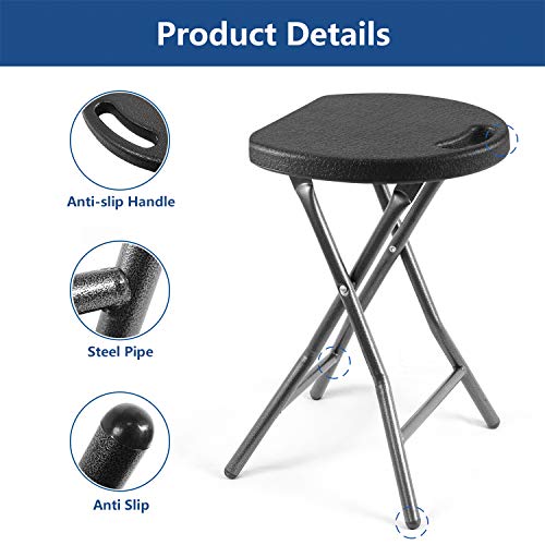 image for Rfiver Portable Folding Stools 18.1-Inch with Handle and 300 Pound Cap