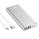 Portable Charger, Bonai 20000mAh Power Bank Polymer Premium Aluminum External Battery Pack 4.0A Max Lightning and Mirco Input 4.8A 4-Port Output for iPhone 8 iPhone X Samsung S9 - Sliver