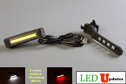 LEDupdates LED Bike light Headlight tail light Rechargeable COB Safety Flashing helmet light with USB Cable