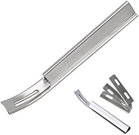 Stainless Steel Leather Skiver Curved Shape Safety Beveler 3 Replaceable Blades Included(Silver)