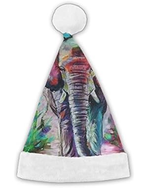 Christmas Hat Bright Color Flower Elephant 3D Graphic Printed Santa Cap For Adults And Children