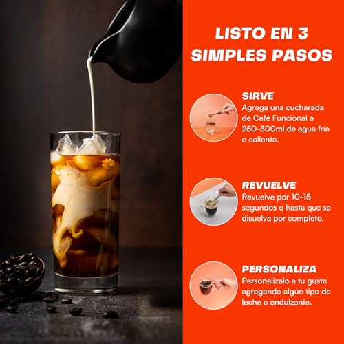 DOSE OF | Café con Hongos Adaptógenos | Mushroom Coffee Soluble | Melena de León 500mg, Chaga 500mg y L-Teanina 200mg | Energía y Concentración | Nootropico Natural | 30 Porciones | Sin Sellos