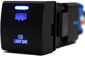 Led Lights Bar Dash Push Button Switch 12V ON Off Switch Blue LED Light 22 x 22mm Replacement for Toyota Camry Hiace Corolla 