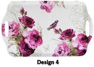 Floral Bird Large Melamine Tea Coffee Biscuit Cake Serving Tray Choice Of Design (Design 4)
