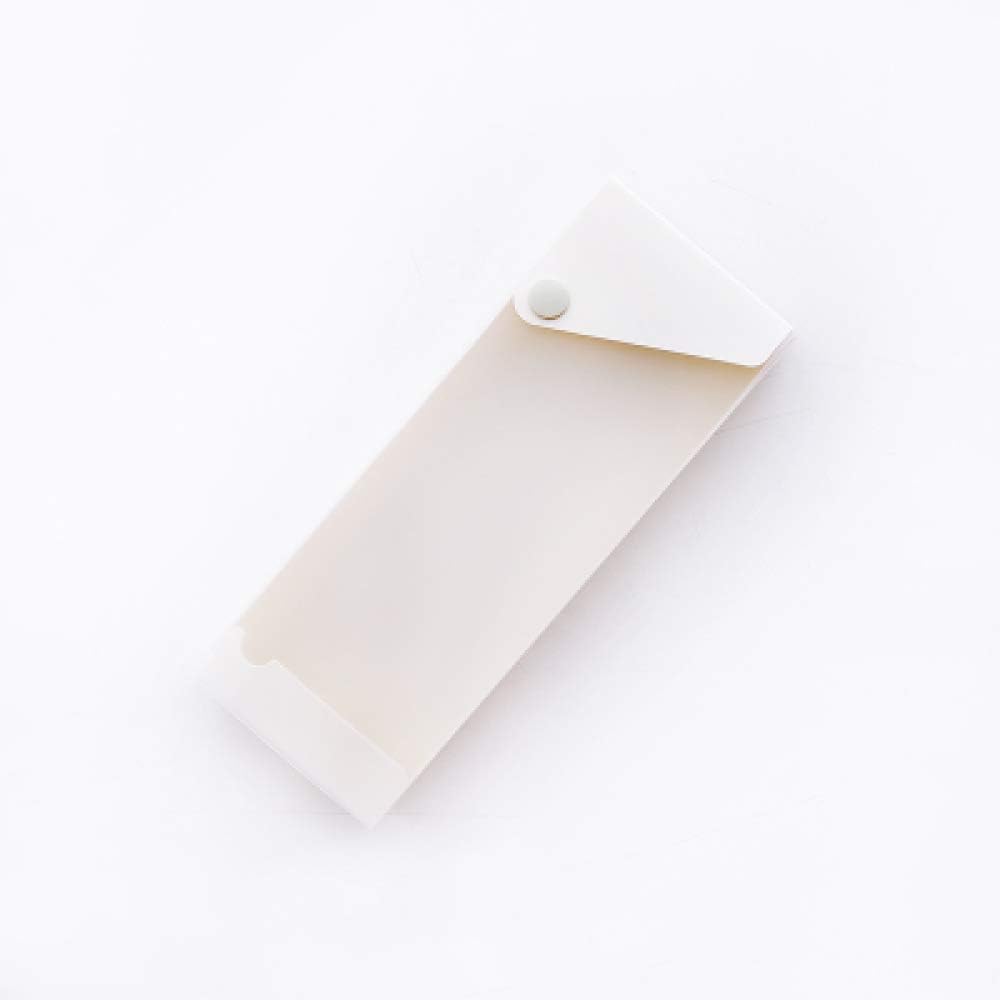Korean Version Of Plastic Pencil Case Simple And Lovely Pencil Bag Student Button Pull Out Pencil Case White 20 * 7.5 * 2.5Cm