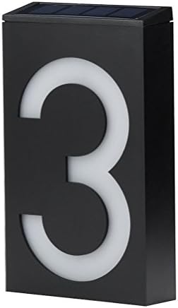 Solar Lighted Address Plaques - Address Sign For Your Home - Bright Custom House Plaque to Help Emergency Responders, Delivery Drivers , and Visitors to Find Your Home Quickly (Number 3)