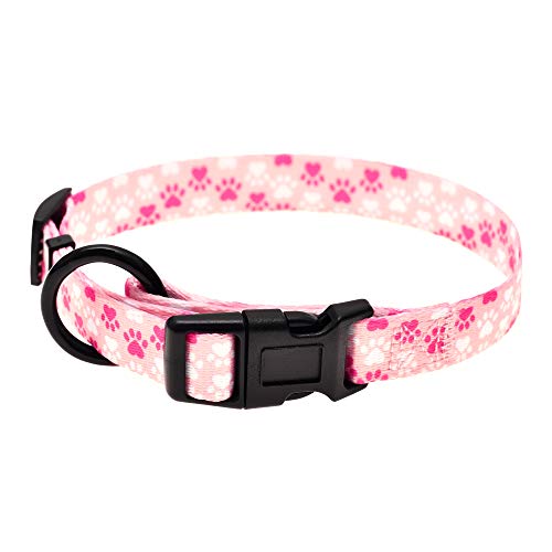 Mile High Life | Dog Collar | Cute Patterns | Soft Smooth Fabric | Small/Medium/Large (Pink Foot, Medium Neck 13″-17″ -40 lb)