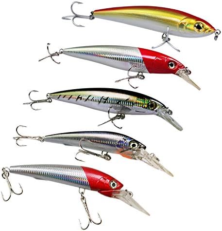 Fishing Crankbait Lures, Red Gray Brown Big Plugs Popper GT Big Game Pencil Floating Minnow Hard Fishing Lure Fishing Crankbait Lures, for Salmon, Sea Trout, Striper, Bass, Pike, Walleye