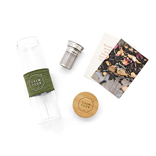 Calm Club Bamboo and Glass Tea Infuser Tumbler Bottle - Loose Leaf, Herb, Green Tea Infuser - Reusab Calm Club Bamboo and Glass Tea Infuser Tumbler Bottle - Loose Leaf, Herb, Green Tea Infuser - Reusab