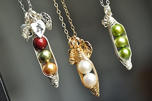 image for Mu-Yin Jewelry Three Peas in a pod necklace - cream peapod pendant - o