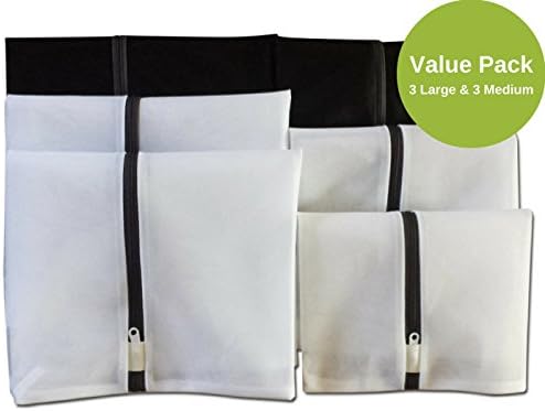 LANCON Reusable Mesh Laundry Bags, Set of 6 (3 Large and 3 Medium)