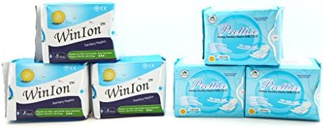Winalite Winion - Pack of 3 Anion Regular Day Use Sanitary Napkin + 3 Pack Prettiee Negative Ion Day Use Energy Sanitary Menstrual Pad With Wing