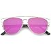 zeroUV - Technologic Full Metal Crossbar Flash Mirror Flat Lens Aviator Sunglasses 54mm (Gold / Purple Mirror)