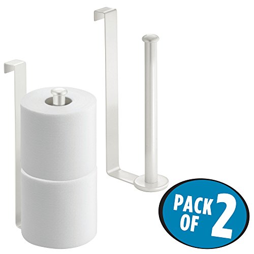 mDesign Over the Tank Toilet Tissue Paper Roll Holder Dispenser and