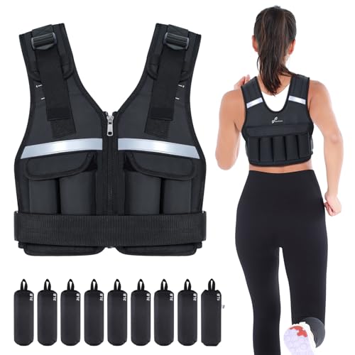 Sportneer Verstellbare Gewichtsweste 0,9-8kg, 9-in-1 Schnell Verstellbare Laufweste für Männer und Frauen, Krafttraining, Calisthenics und Gym, Hochwe