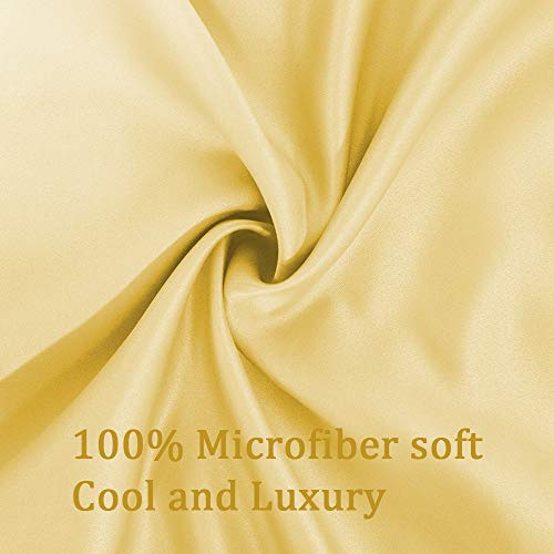 Muama 2 Pack Silk Silky Satin Pillowcases for Hair and Skin, Cool,and Breathable Envelope Closure Pillow Cases Cover【King（20x36 Gold】