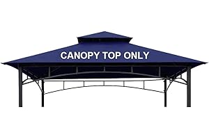CoastShade 8 x 5 Grill BBQ Gazebo Double Tiered Replacement Canopy Roof Outdoor Barbecue Gazebo Tent Roof Top（Navy Blue）