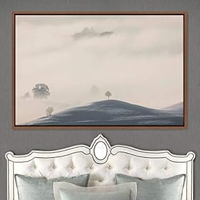 signwin Framed Canvas Wall Art Foggy Mountains Aerial...