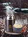 ENERGIFY Vacuum Insulated Food Jar. Large 24oz Bowl incl. Folding Spoon, Cup. Wide Mouth Keep Hot & Cold Drinks Soup Lunch Container for Adults. BPA-Free Stainless Steel, Leak Proof Grey
