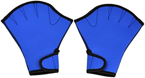 Umermaid Training Swimming Gloves Fingerless Webbed Water Resistance Neoprene 1 pair (Bule, Medium)