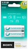 Sony Cycle Energy NHAAB2RN 1000 mAh AA Pre-Charged Batteries (2 Pack)