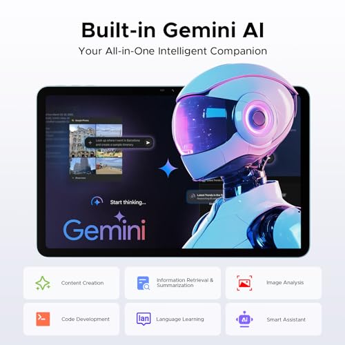 P12 Android 16 Tablet with Gemini AI, 12 Inch Tablet 2.4K 120Hz, 48GB+128GB/TF 2TB, UT7280 Octa-Core, 10000mAh Battery, 13MP+8MP/Face ID/Widevine L1/3.5mm Headphone, Tablet with Keyboard & Pen, Blue