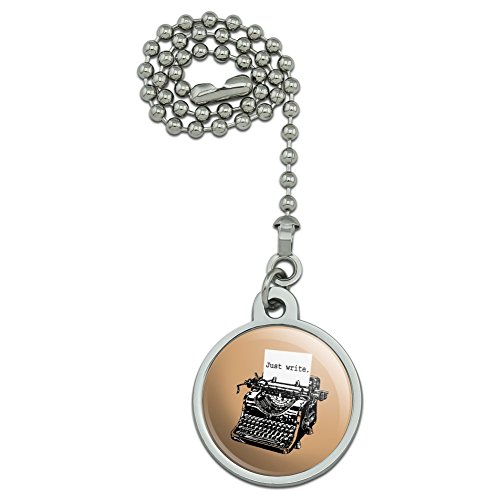 Just Write Antique Typewriter Writer Author Ceiling Fan and Light Pull Chain