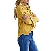 Geccinice Women's Blouses Loose Casual Bow Ties Neck Chiffon Shirts Long Sleeves Tops (S(US Size 4-6), Yellow)