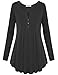 Becanbe Women's Vintage Long Sleeve V Neck Pleated Tunic Shirt
