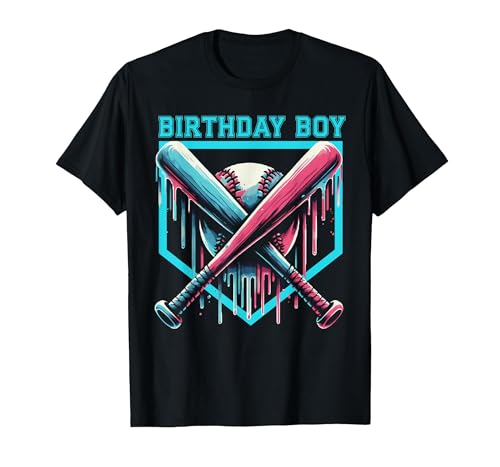 Baseball Birthday Drip for Boys Youth Boys Baseball Drip T-Shirt, Men, Black, S…