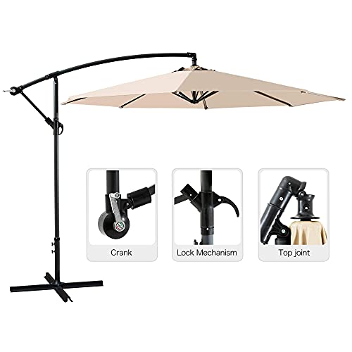 HZHYSEA 10ft Patio Offset Umbrella Cantilever Umbrella Hanging Market