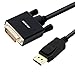 DisplayPort to DVI Adapter, Dp Display Port to DVI Converter Male to Male Gold-Plated Cord 6 Feet Black Cable for Lenovo, Dell, HP and Other Brand primary