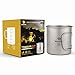 finessCity Camp Mug with/Without Lid, Strong & Lightweight Camping Mug with Measurement Marks, Folding Titanium Cup for Backpacking/Hiking/Camping in Cloth Case (600ml, Mug Without Lid)
