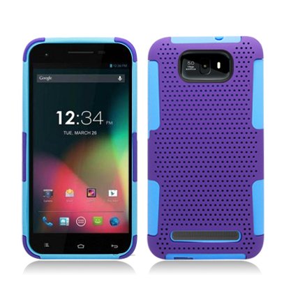 Aimo Wireless Progressive Hybrid Gummy Mesh Defense Case for BLU Studio 5.5 D610A - Retail Packaging - Light Blue/Purple