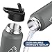 BUZIO Stainless Steel Water Bottle (Cold for 48 Hrs, Hot for 24 Hrs), 40 oz Vacuum Insulated Water Bottle with Straw Lid and Flex Cap (Double Wall, Wide Mouth, BPA Free, Leak Proof), Graphite