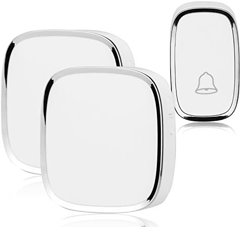 Portable Outdoor Key Ring Wireless Doorbell Kit Chime Battery Waterproof,1000-Feet Range,36 chimes,4 levels volumes (1 Push Button Transmitter Battery Included and 2 Plug-in Receivers)