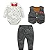 kydely Kanodan Baby Boy Waistcoat Gentleman Suit Long Sleeve 3 Pieces Wedding Outfits (Grey, 12-18Months)
